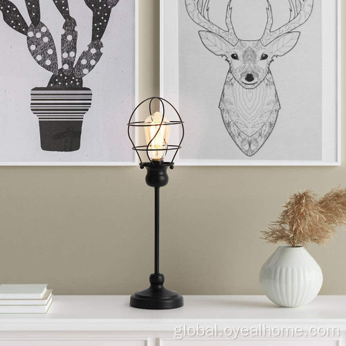 China Geometric Desk Lamp with Metal Wire Cage Factory